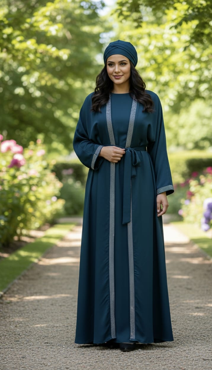 Green Tik Tok Fabric Gown Abaya